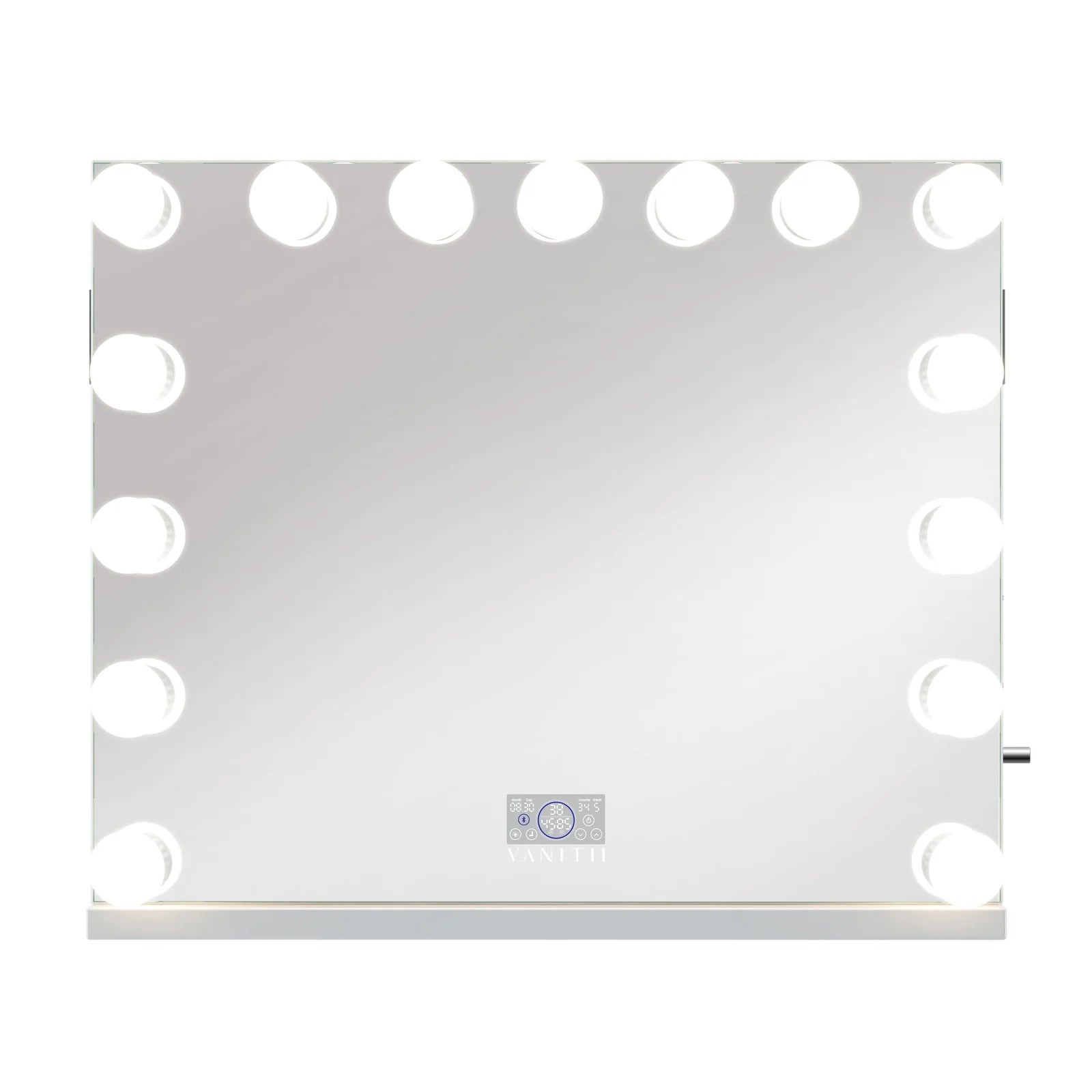 Vanity mirror with bluetooth speaker and lights
