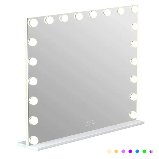 LUXE Hollywood Glow Vanity Mirror with RGB - 18 Dimmable LED Bulbs & Smart Touch Control - LP Replenish