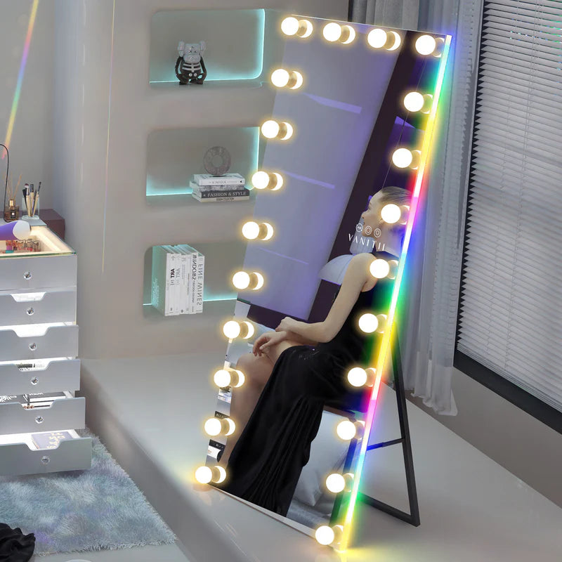 LUXE Hollywood Vanity Mirror - Full Length with 22 or 25 Dimmable LED Bulbs & RGB - LP Replenish