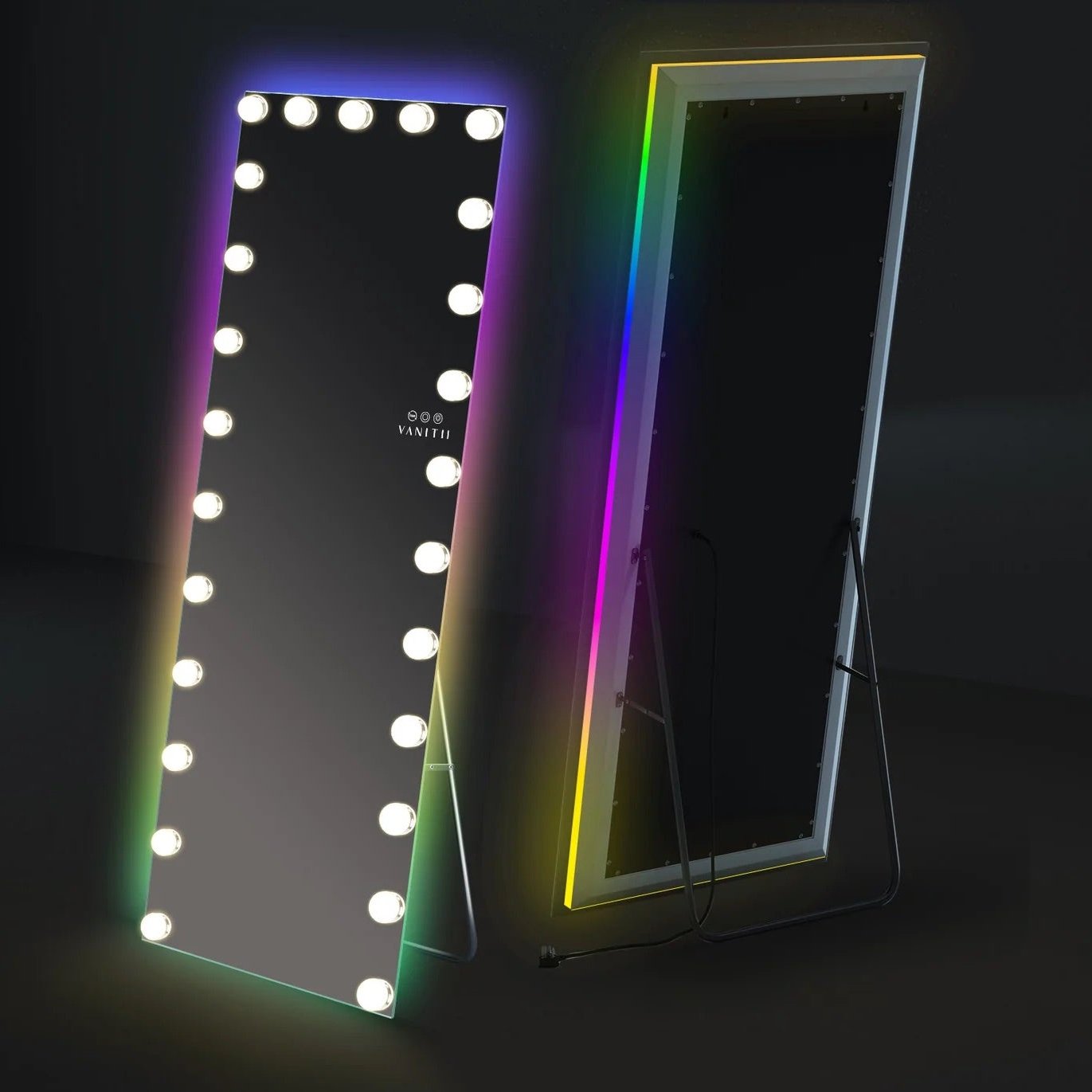 LUXE Hollywood Vanity Mirror - Full Length with 22 or 25 Dimmable LED Bulbs & RGB - LP Replenish