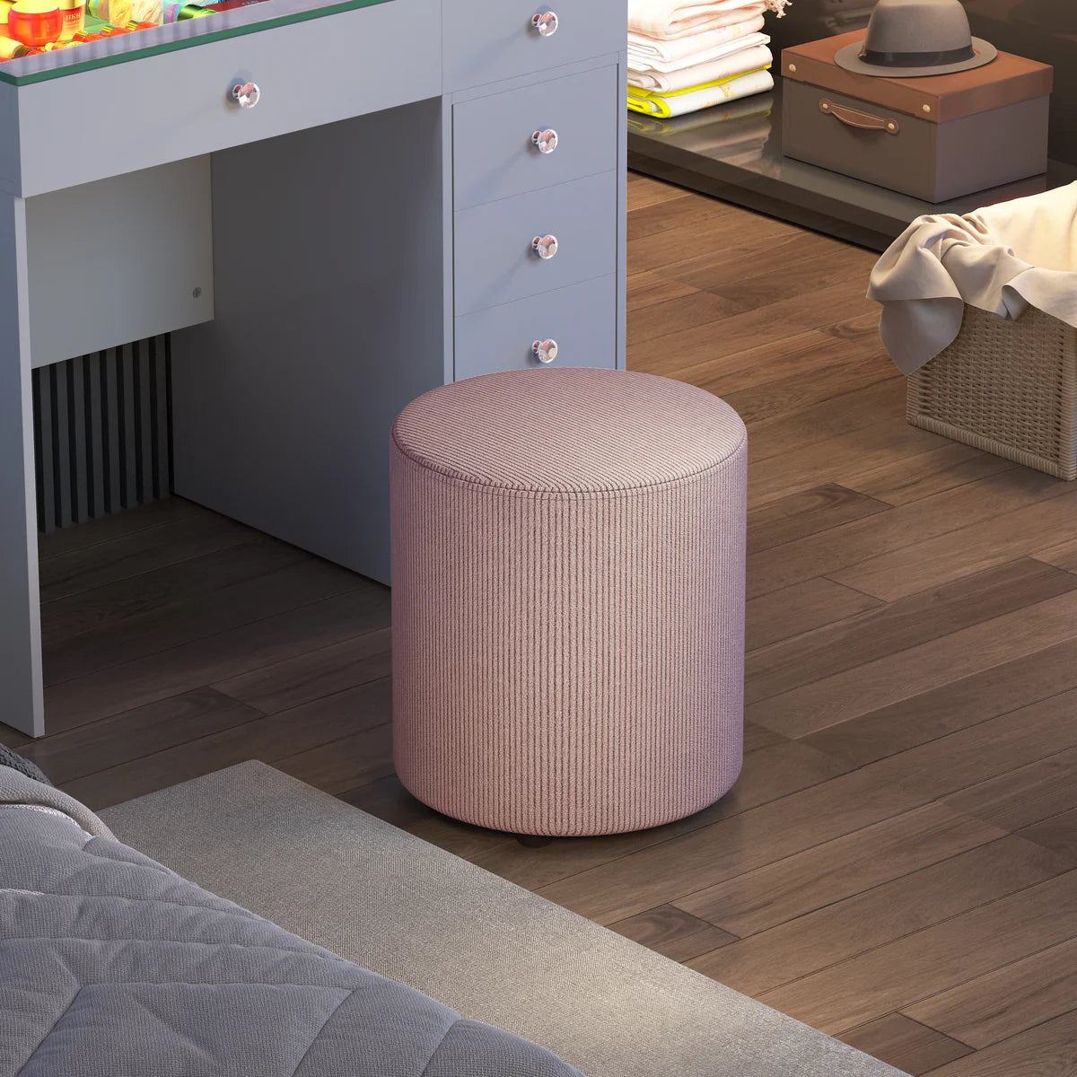 VanitiSeat VelvetRidge – Modern Corduroy Vanity Stool