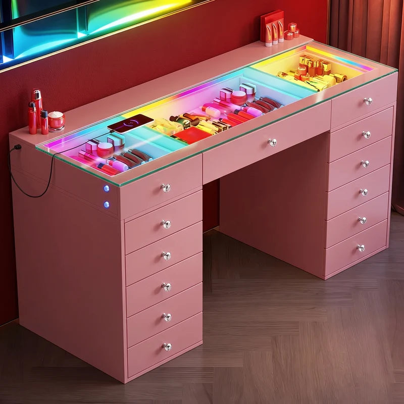 VanitiBar Solis | Large Modern Vanity Desk with RGB Lighting