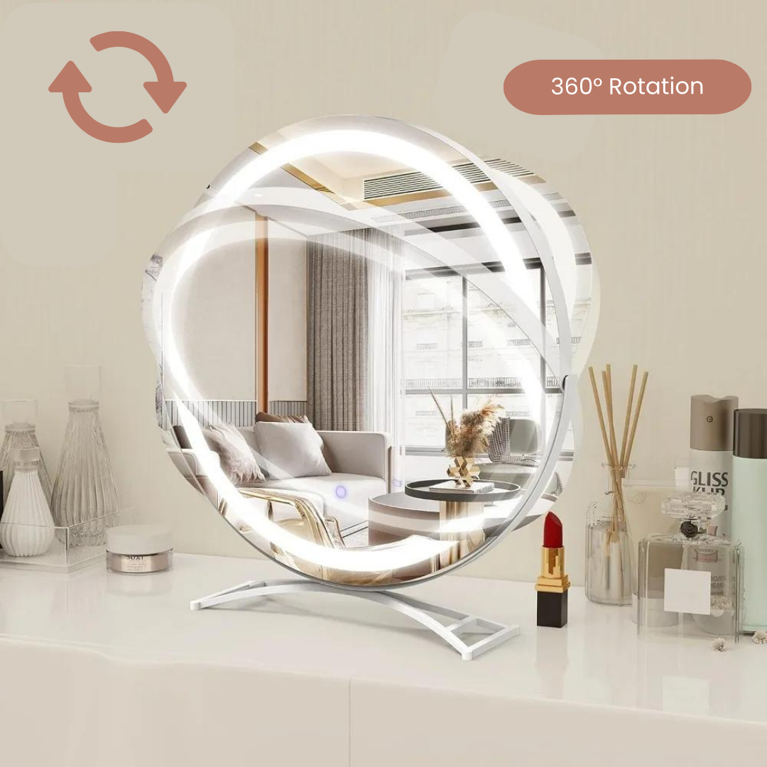 18 Inch Circular LED Vanity Lighted Mirror with Touch Control and 3-Color Dimmable Lighting - LP Replenish