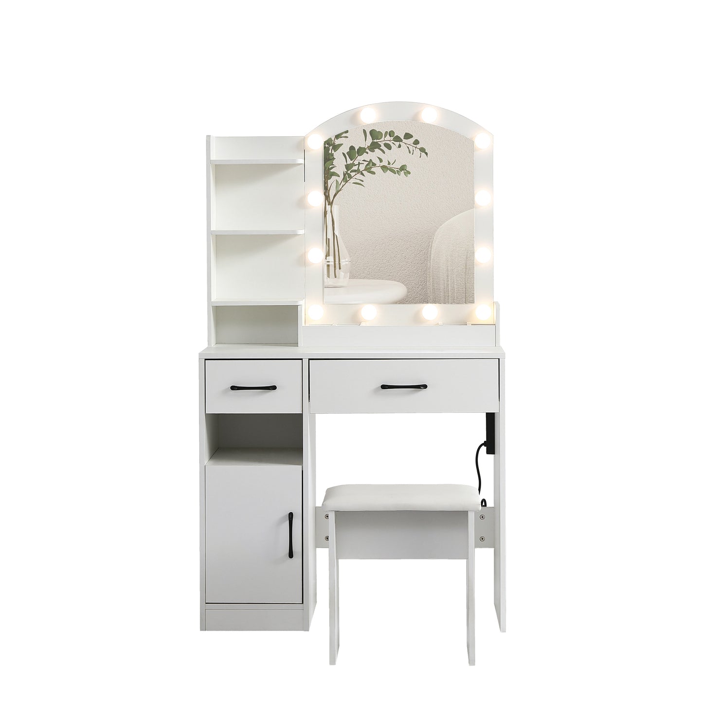 Elegant White Vanity Desk with Mirror, Storage & Drawers | Perfect Makeup Station - LP Replenish