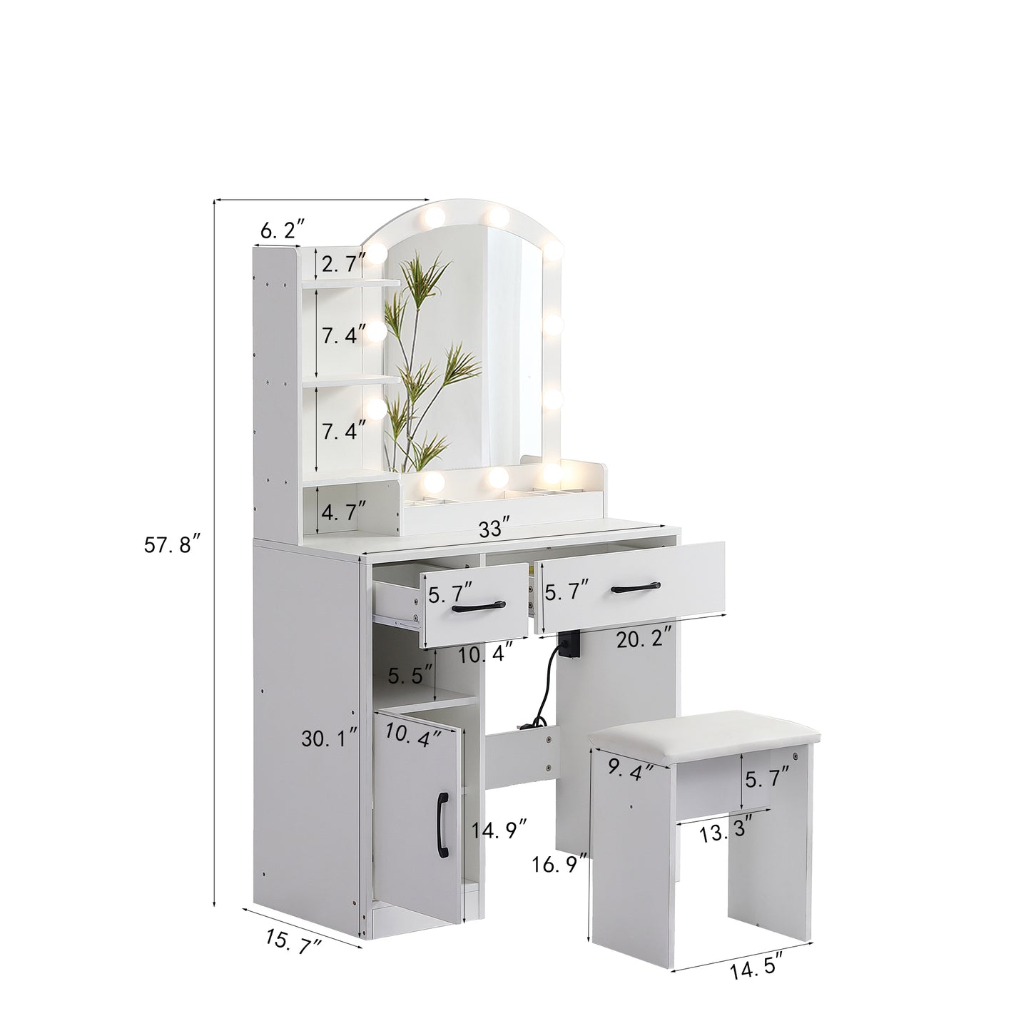 Elegant White Vanity Desk with Mirror, Storage & Drawers | Perfect Makeup Station - LP Replenish