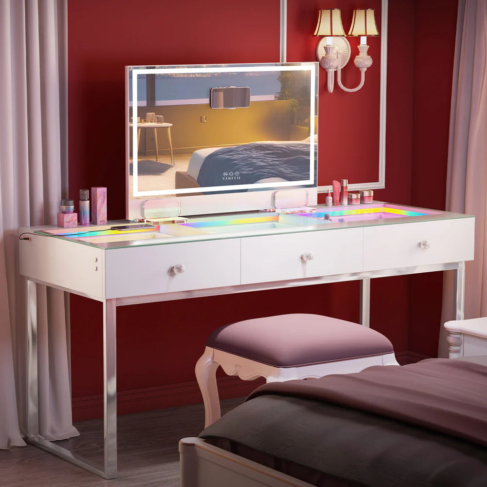 LUXE LED Mirror with Phone Holder, Self Timer, and Remote Control - LP Replenish