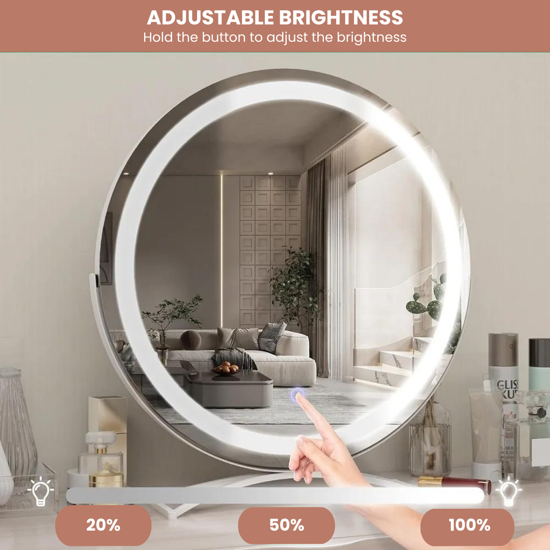 18 Inch Circular LED Vanity Lighted Mirror with Touch Control and 3-Color Dimmable Lighting - LP Replenish
