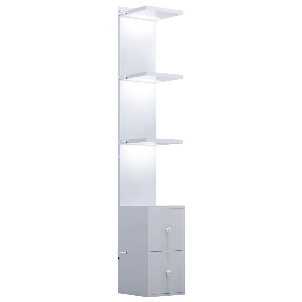 Display Shelves with LED Lights and Large Storage Drawer - LP Replenish