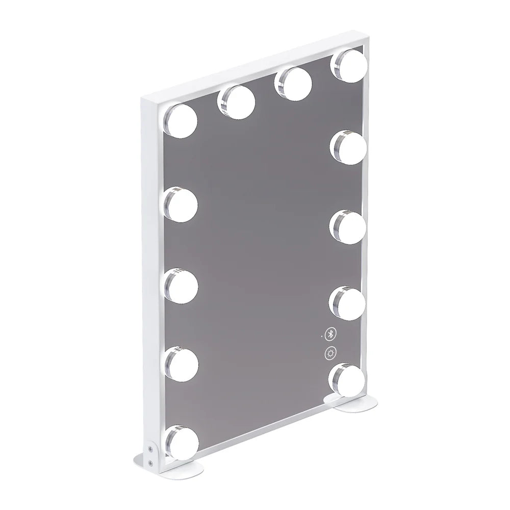 Compact Vanity Desk with RGB Light Strip, LED Mirror, Bluetooth, and Charging Ports - LP Replenish