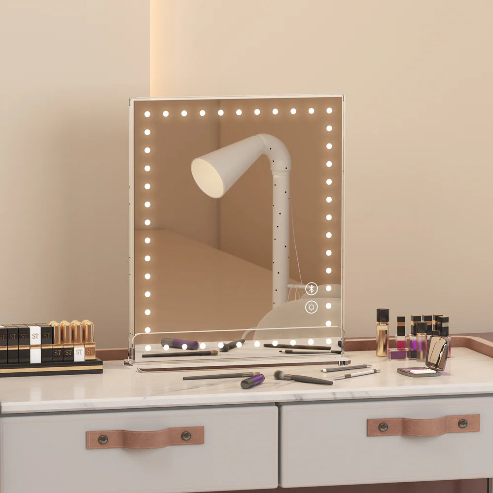 Audrey Table Top LED Hollywood Vanity Mirror with Bluetooth & 10X Magnification - LP Replenish
