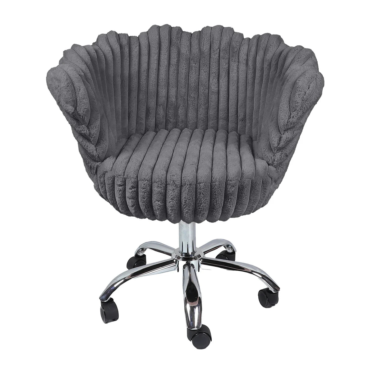 VanitiSeat Anna Luxe Fur Swivel Vanity Chair with Wheels