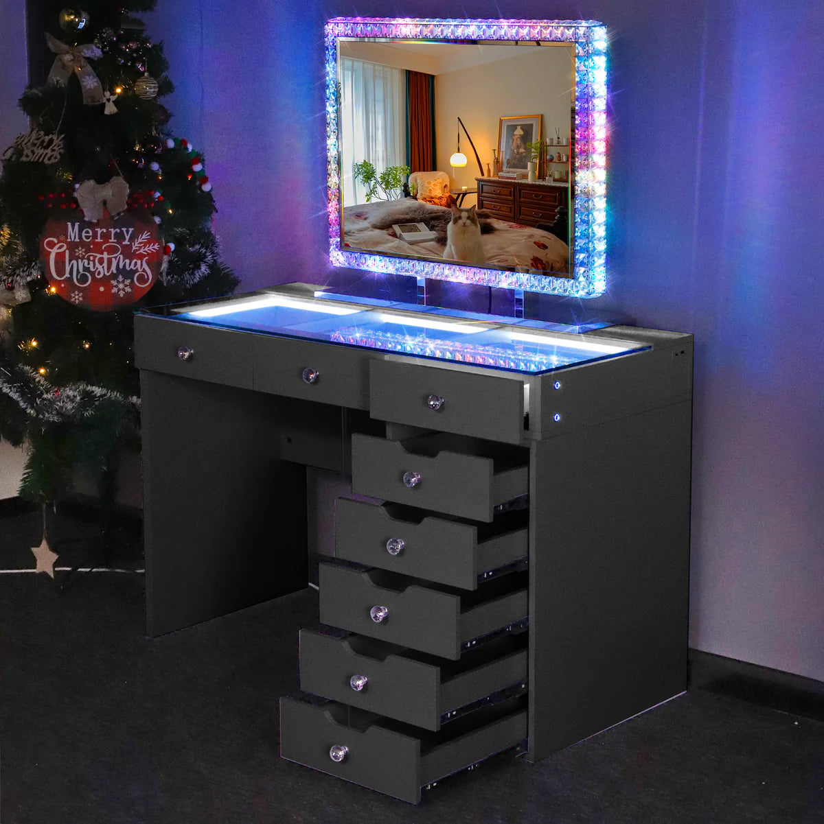 VanitiSet Pixie – Large Vanity Set with Hollywood Mirror & Desk