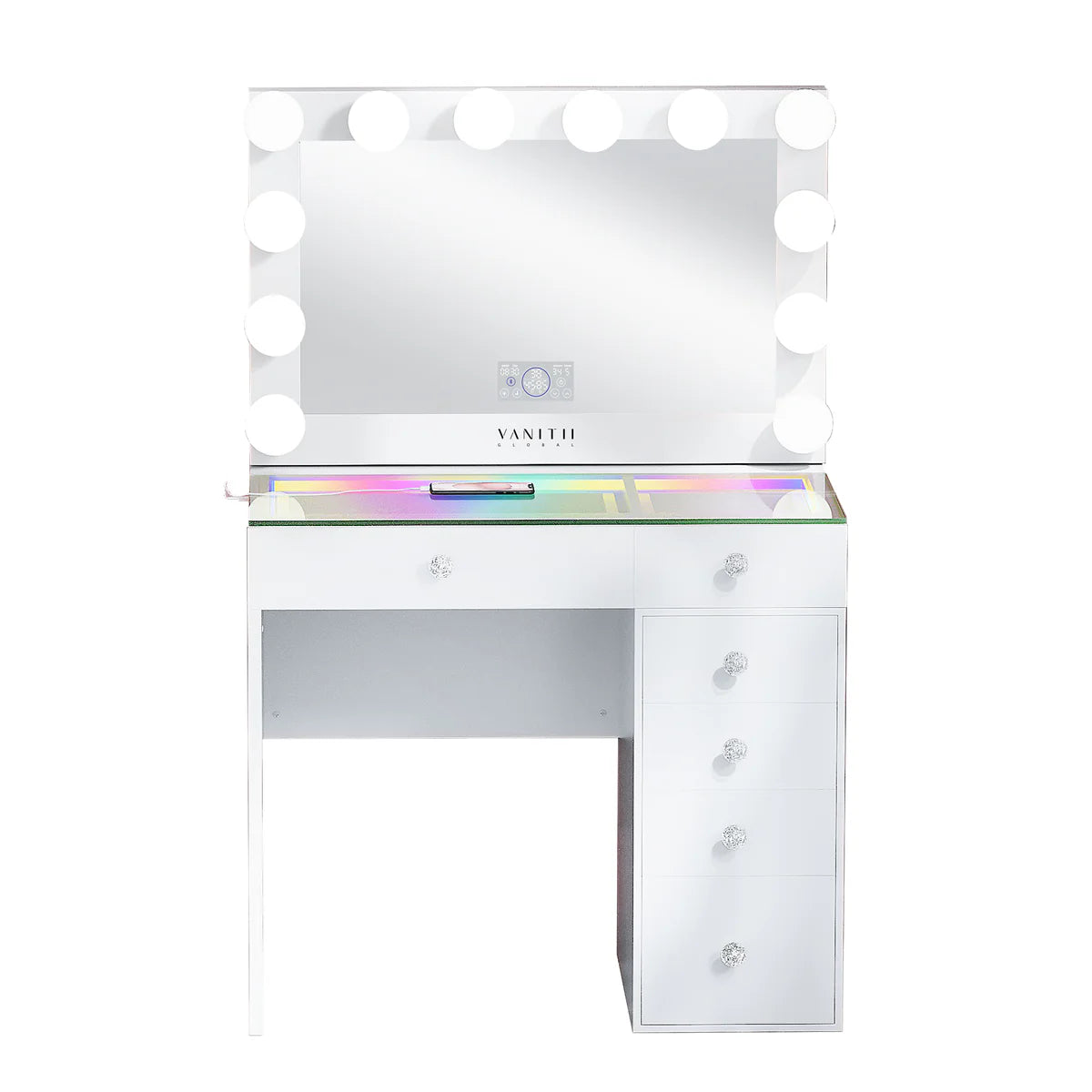 VanitiSet Veronica Vault – Luxury Makeup with LED Mirror & 6 Drawers