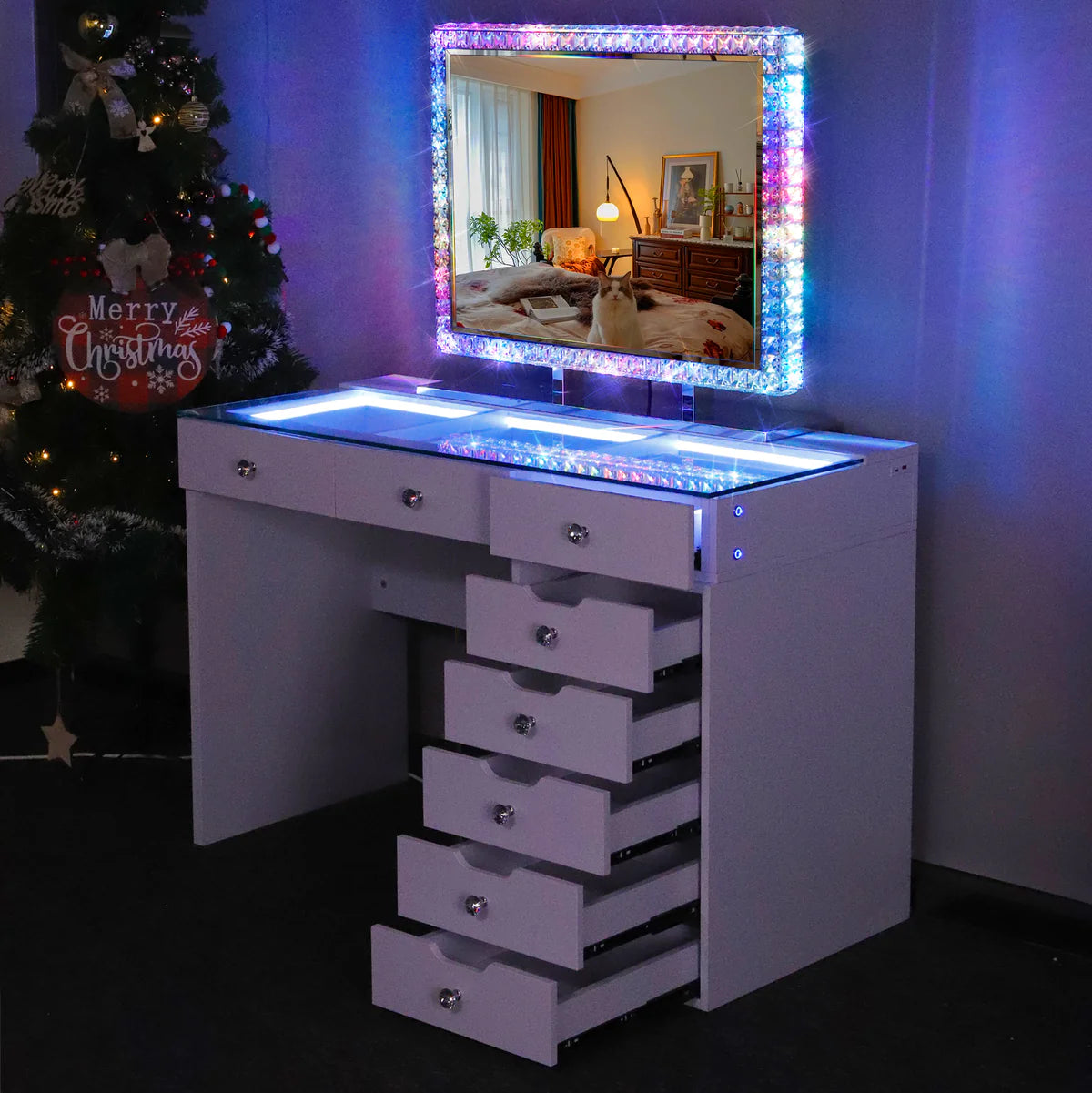 VanitiSet Pixie – Large Vanity Set with Hollywood Mirror & Desk