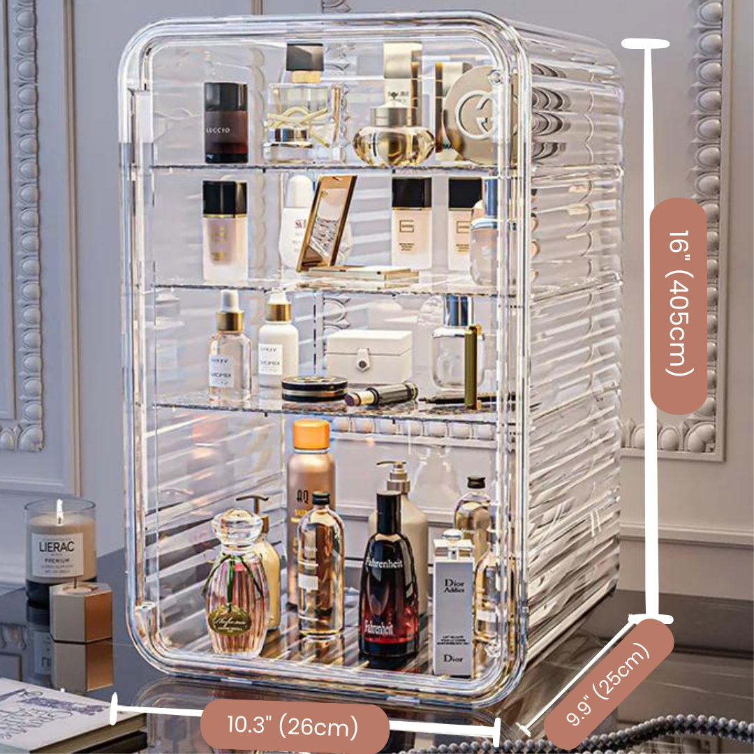 Large Luxury Desktop Cosmetic Storage Box with Adjustable Shelves and Light - LP Replenish