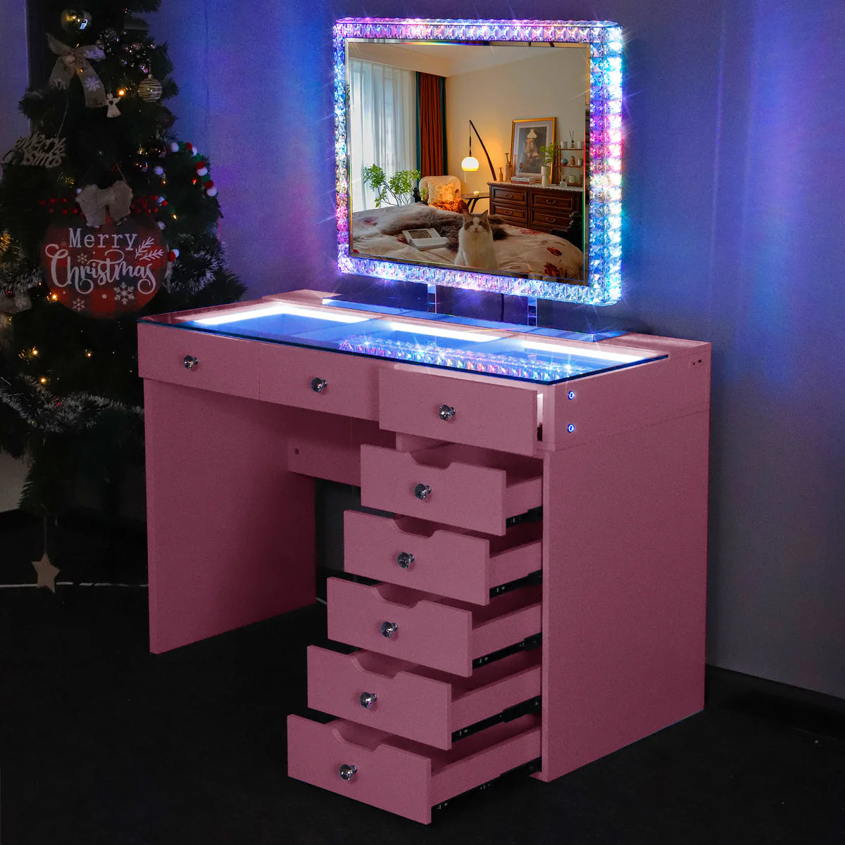 VanitiSet Pixie – Large Vanity Set with Hollywood Mirror & Desk