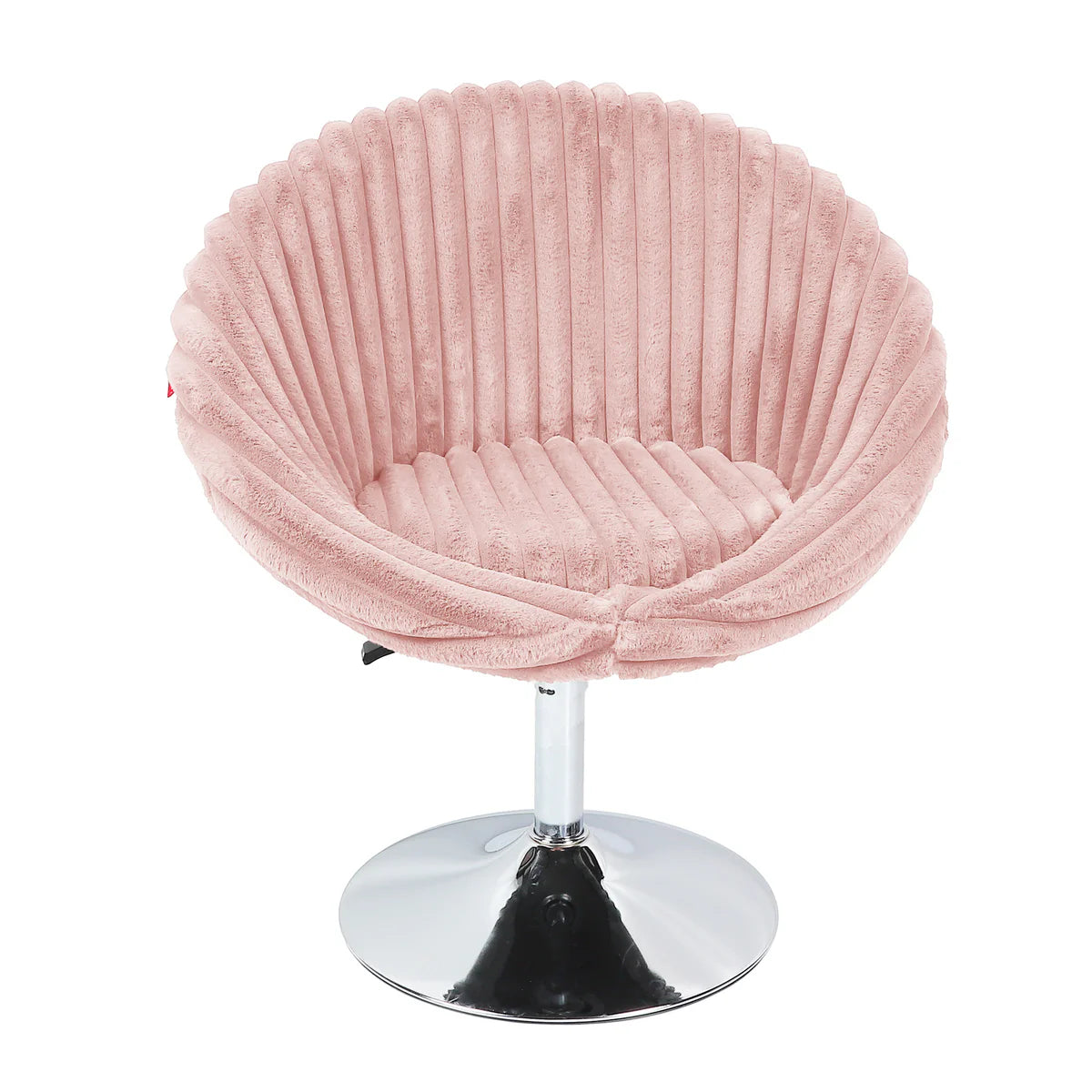 VanitiSeat LunaShell | Faux Rabbit Fur Swivel Vanity Chair, Adjustable Height