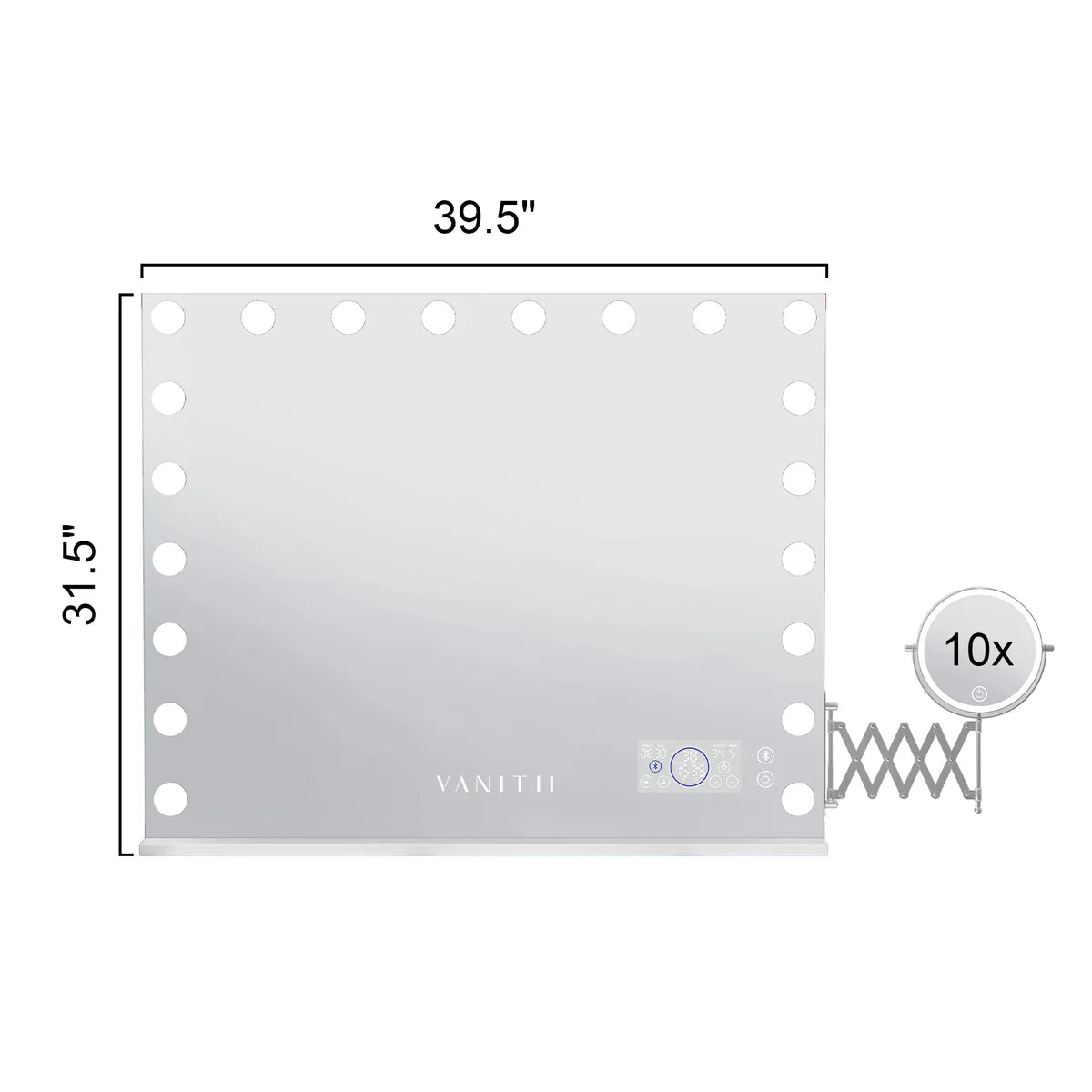 VanitiGlow Eclipse | Hollywood LED Vanity Mirror with 10x Extendable LED Magnifier
