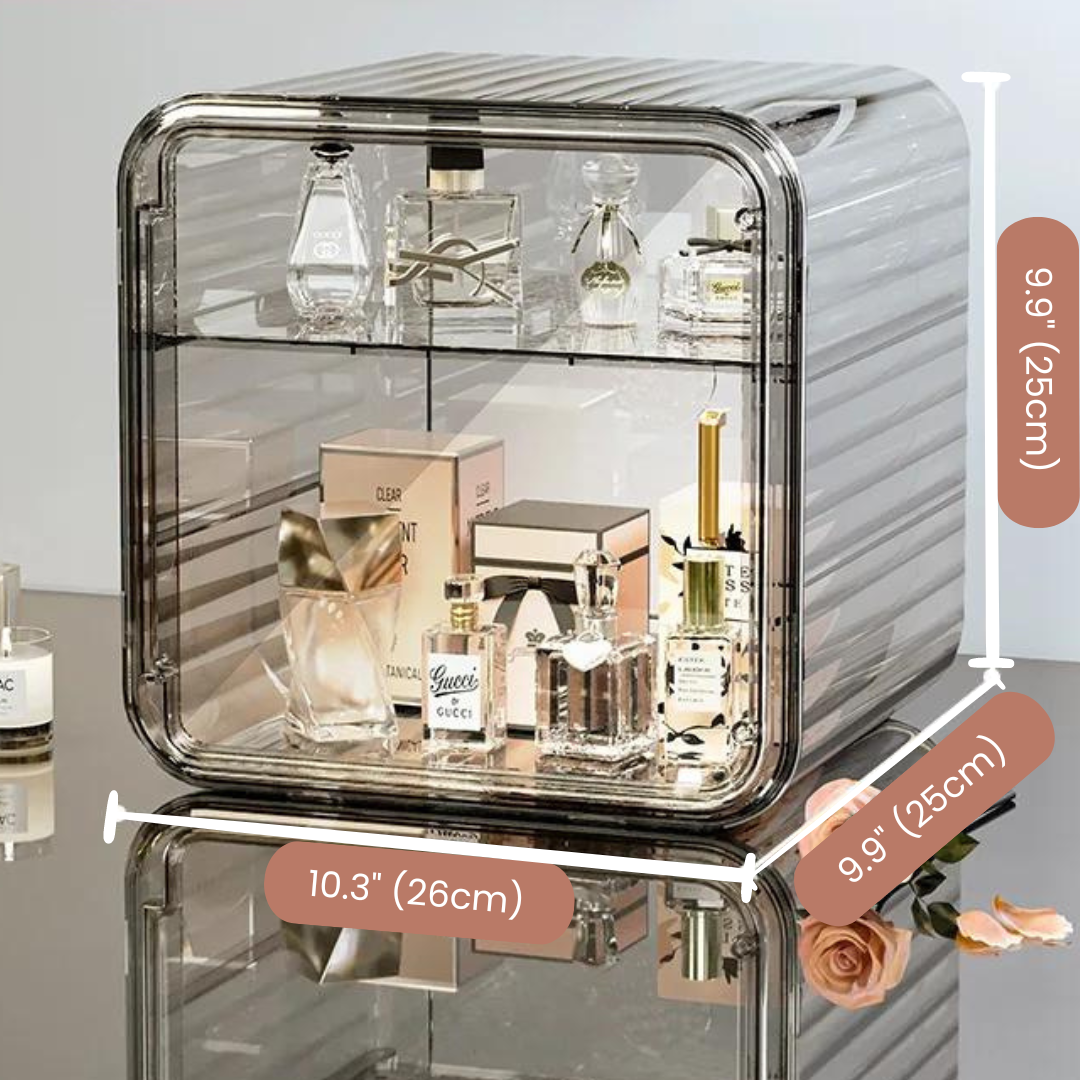 Large Luxury Desktop Cosmetic Storage Box with Adjustable Shelves and Light - LP Replenish