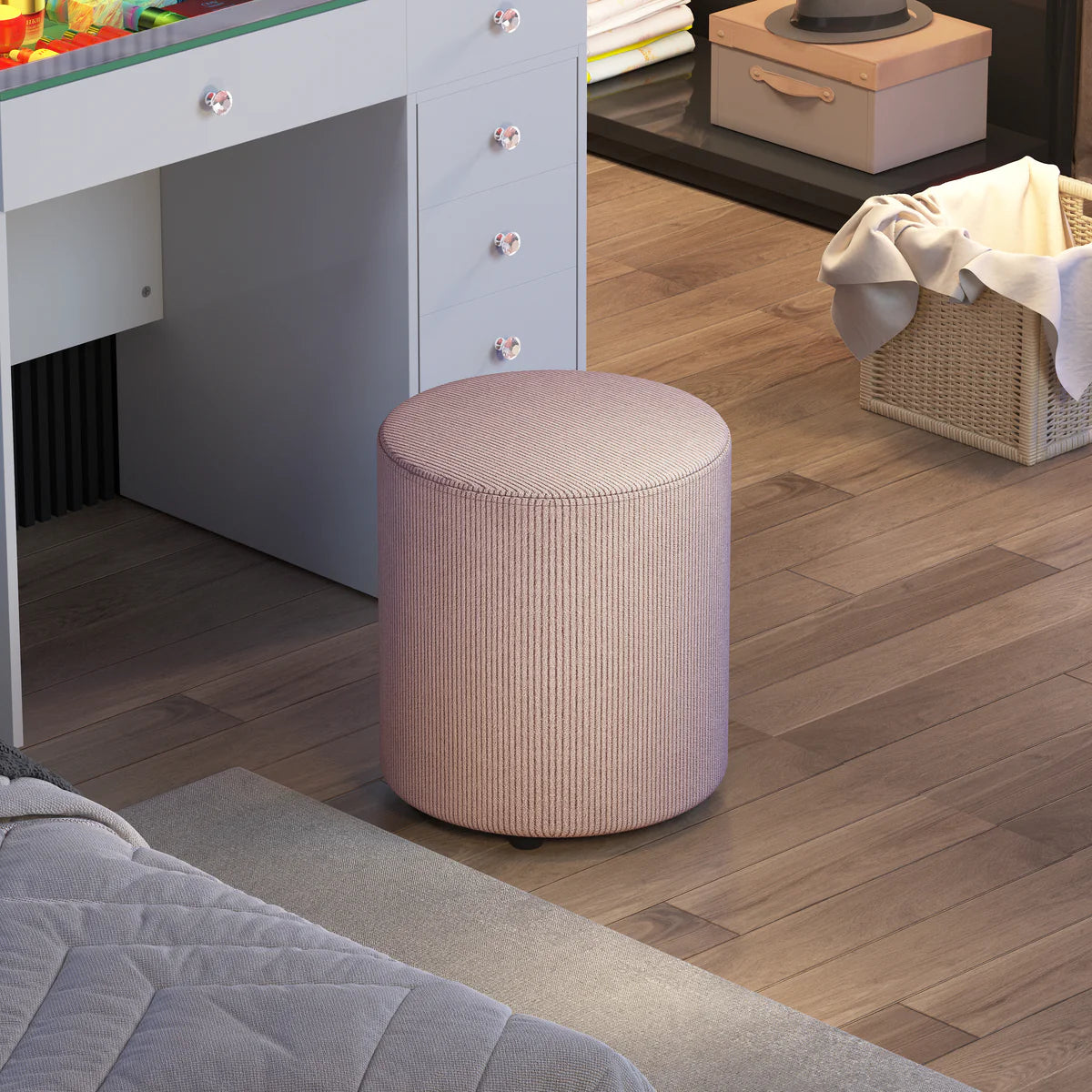 VanitiSeat VelvetRidge – Modern Corduroy Vanity Stool