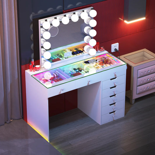 VanitiSet Pixie – Large Vanity Set with Hollywood Mirror & Desk