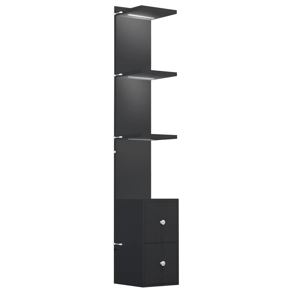 Display Shelves with LED Lights and Large Storage Drawer - LP Replenish
