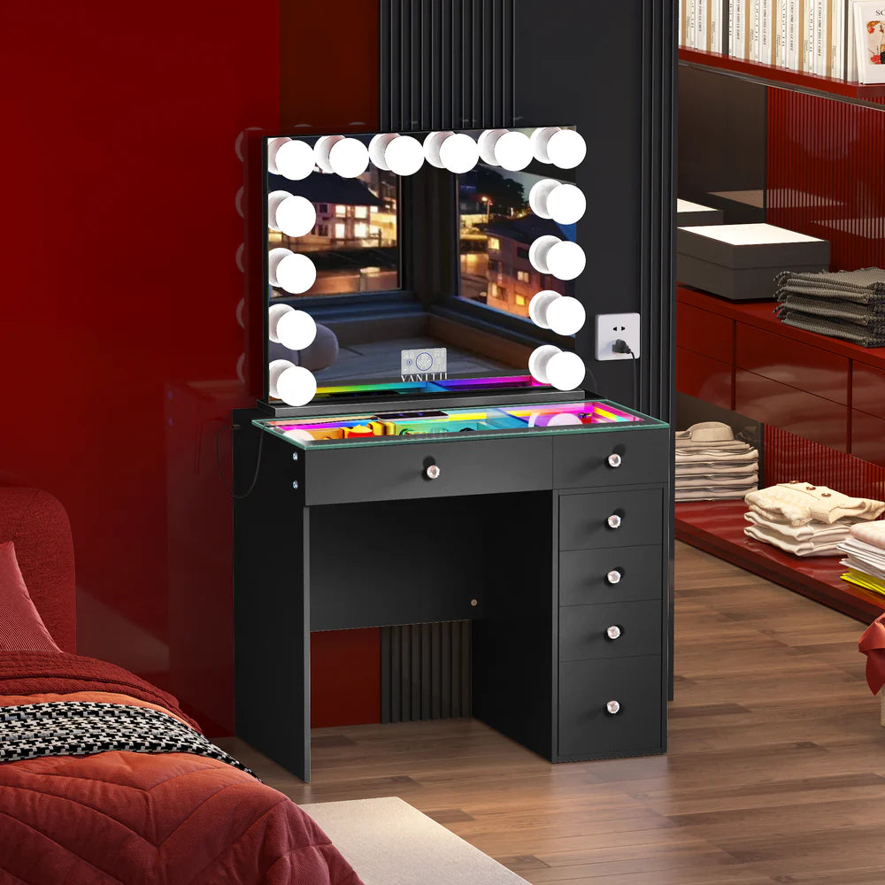 Veronica Vanity Hollywood Mirror Set (Mirror, Vanity & Chair Included) - LP Replenish