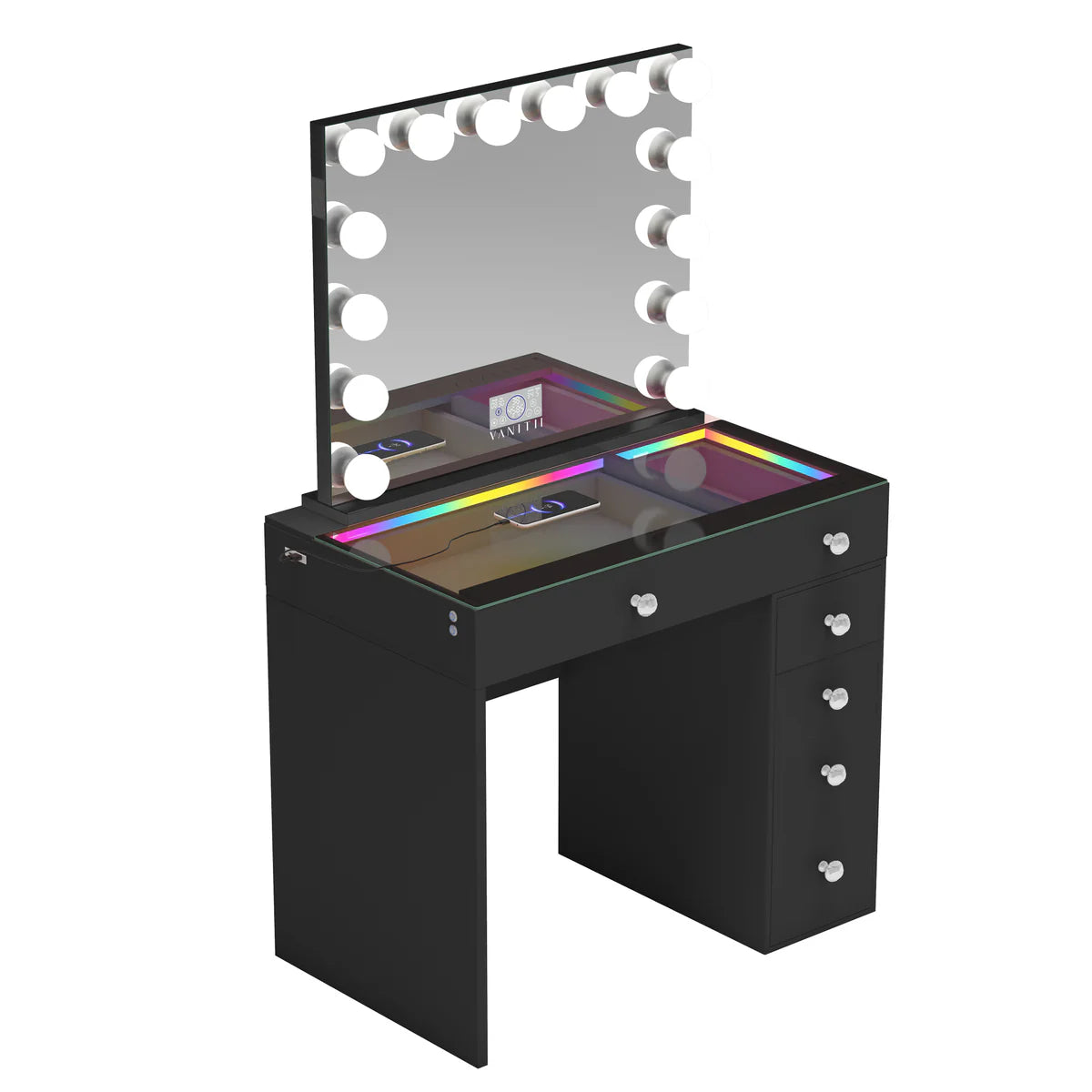 VanitiSet Veronica – Luxury Makeup with LED Mirror & 6 Drawers