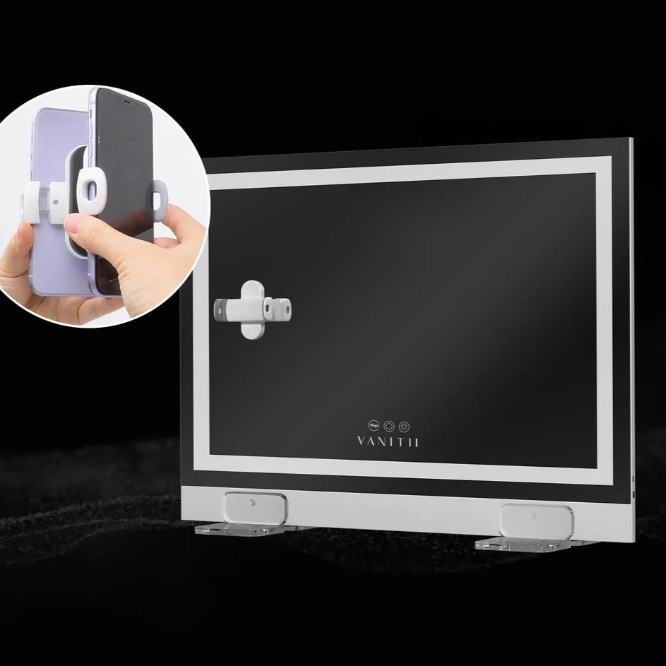 LUXE LED Mirror with Phone Holder, Self Timer, and Remote Control - LP Replenish