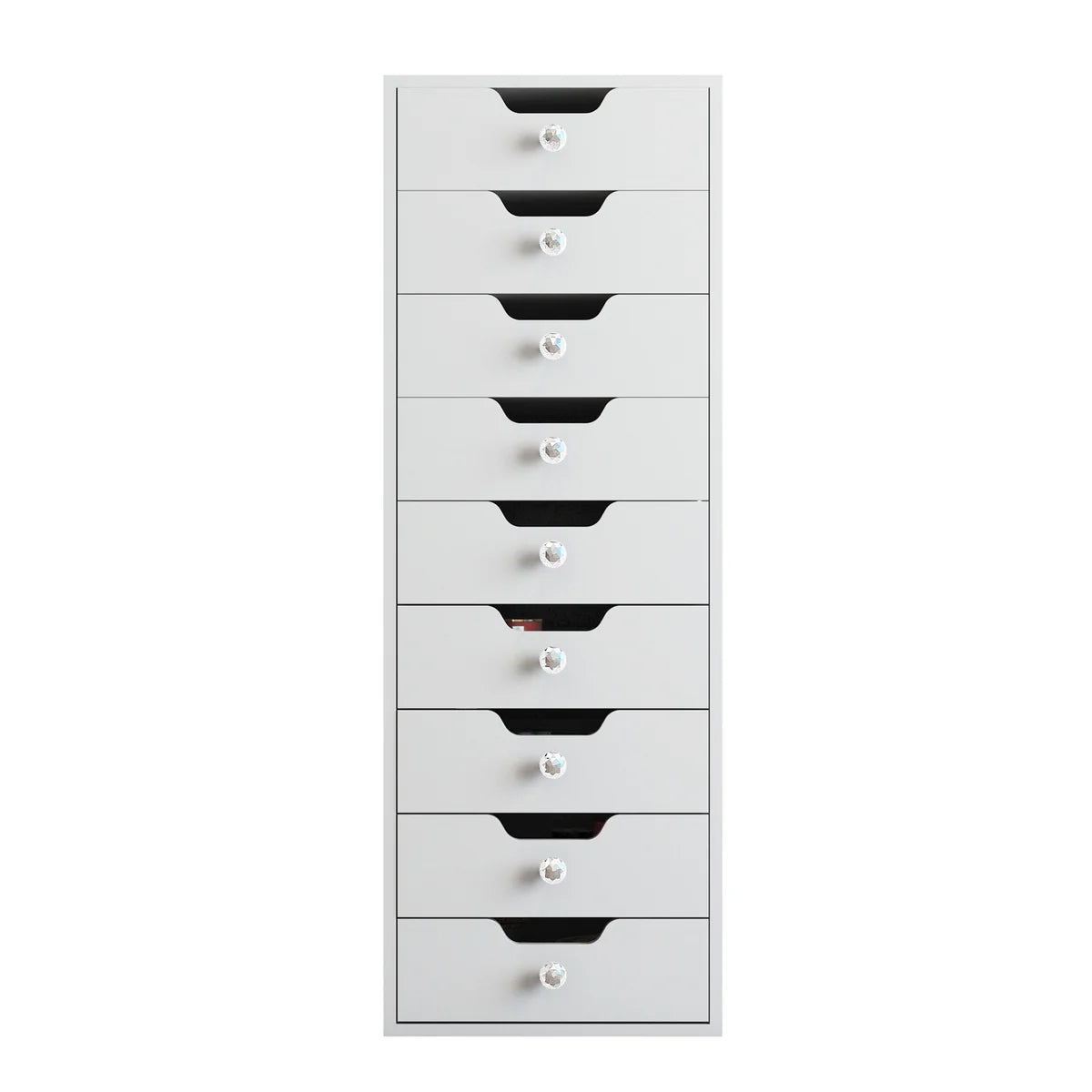 Makeup Vanity Storage Unit with 9 Drawers, LED Light Strip, and Crystal Lux Knobs - LP Replenish