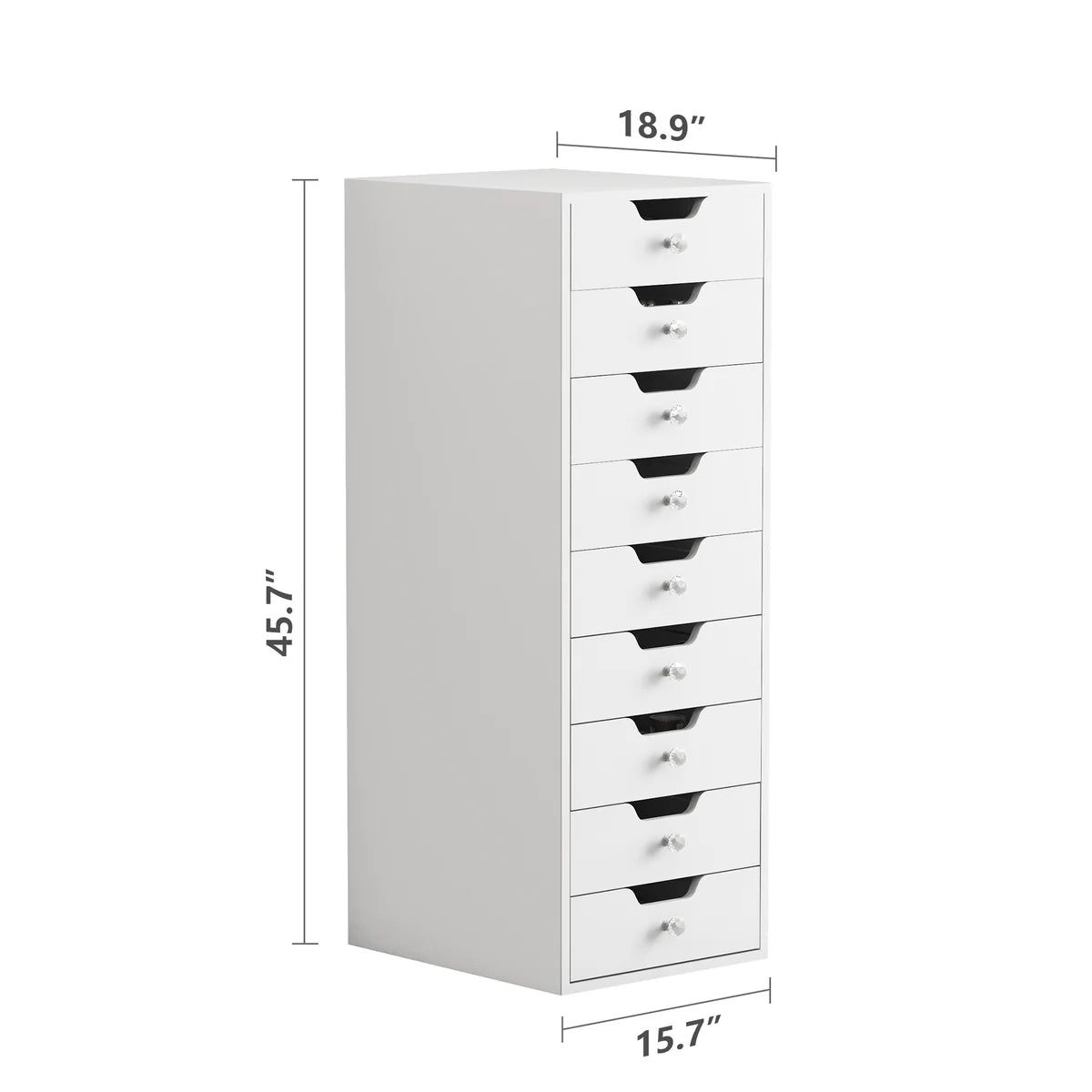 Makeup Vanity Storage Unit with 9 Drawers, LED Light Strip, and Crystal Lux Knobs - LP Replenish