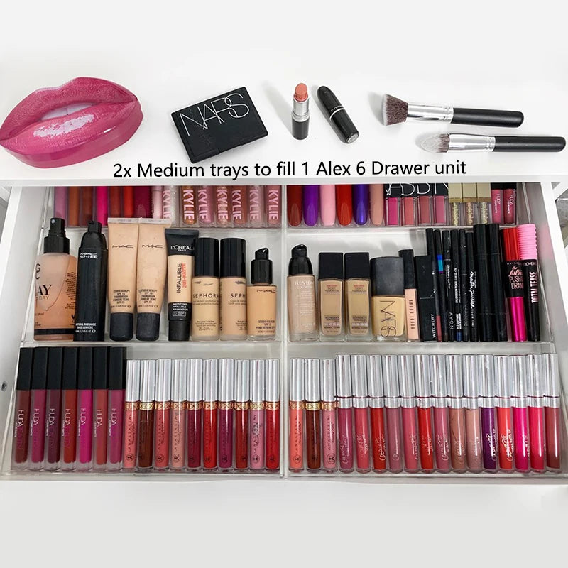 Acrylic Lipstick & Lipgloss Display Tray for ALEX 5 and 9 Drawer Units with Adjustable Magnetic Rows - LP Replenish