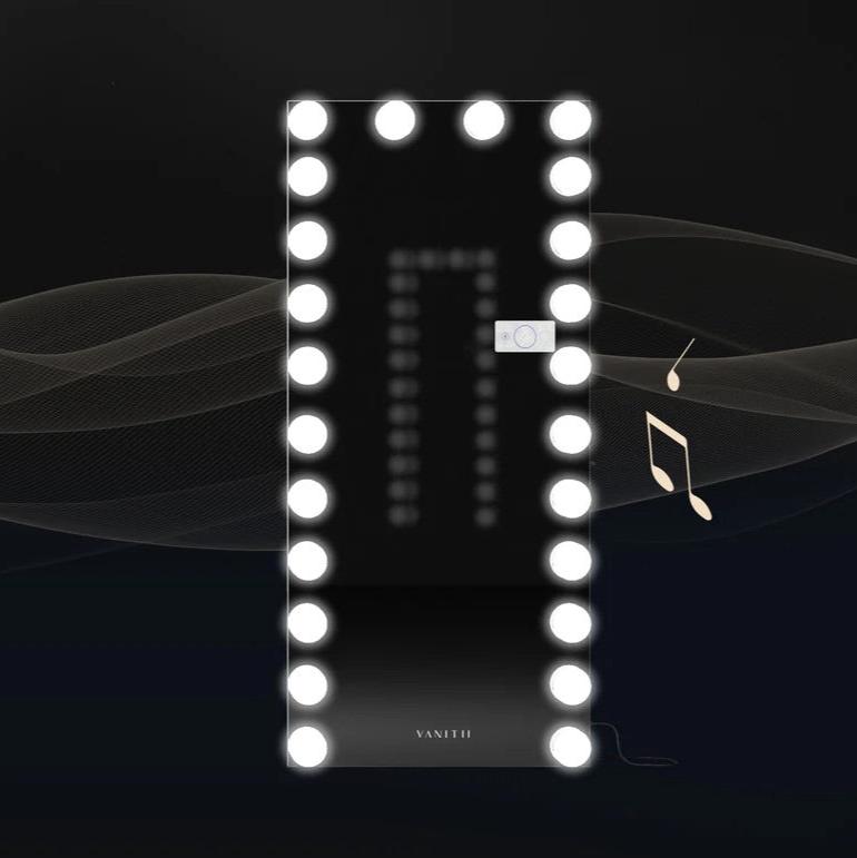 LUXE Monroe Hollywood Full Length Mirror with 24 Dimmable LED Bulbs & Bluetooth - LP Replenish