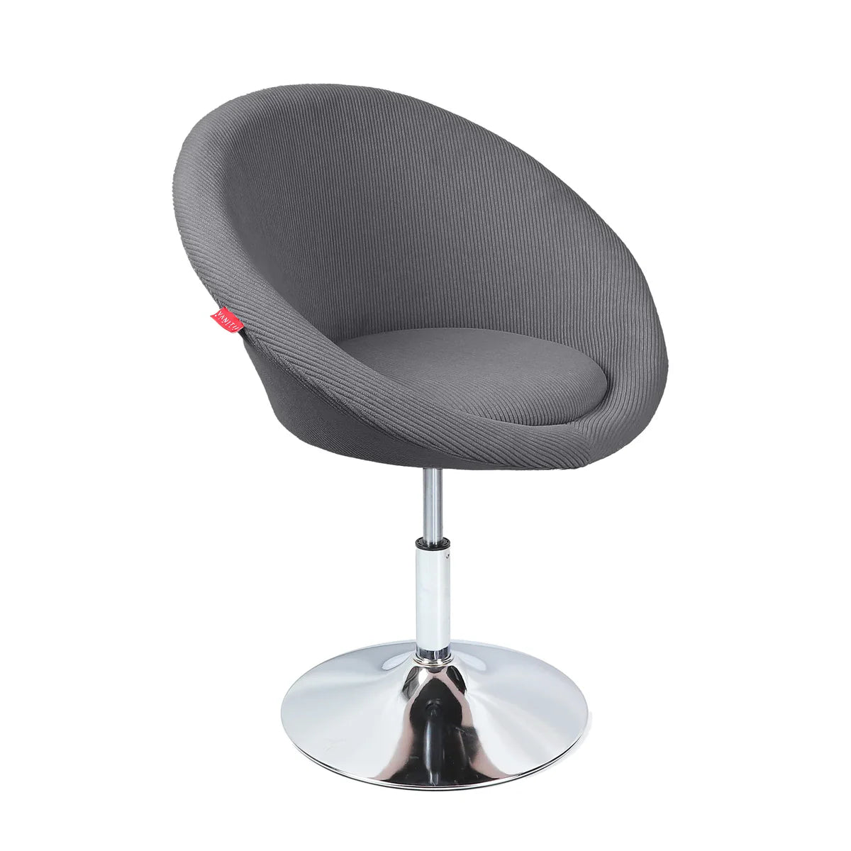 VanitiSeat Bella | Corduroy Vanity Chair, Adjustable Height, Swivel Base, Pink & Grey