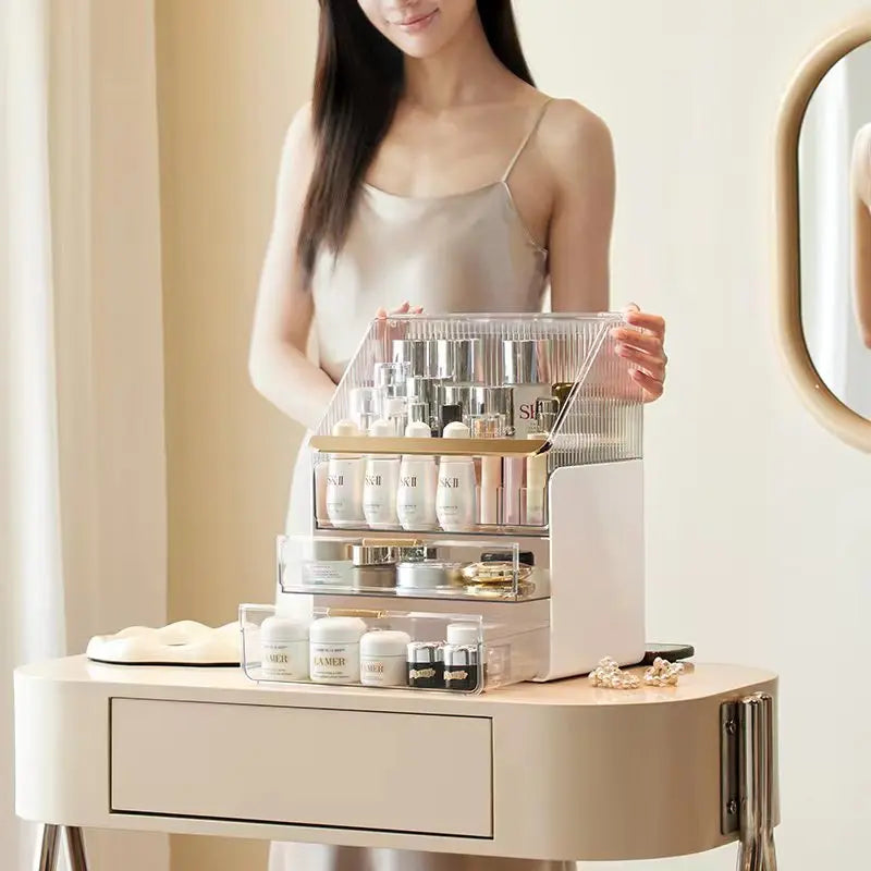 Clear PET Makeup Organizer with Drawers and Dustproof Lid - LP Replenish