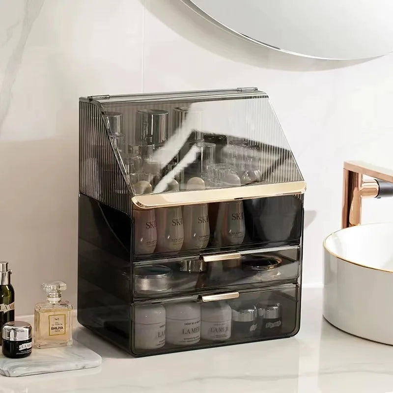 Clear PET Makeup Organizer with Drawers and Dustproof Lid - LP Replenish