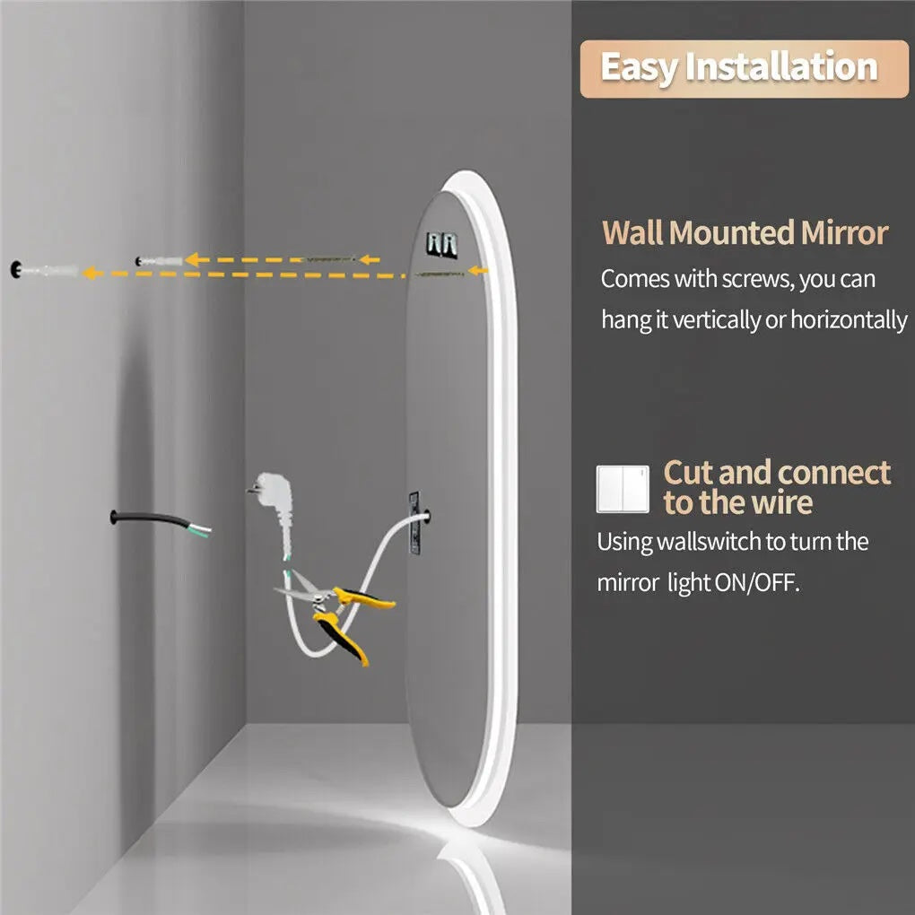 Oval Backlit Bathroom Vanity Mirror with Demister Pad - LP Replenish