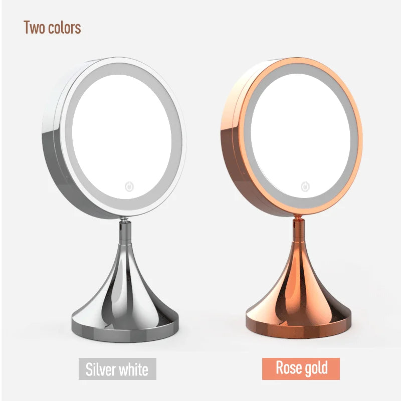 Rose Gold and Silver Portable Lighted Vanity Mirror 