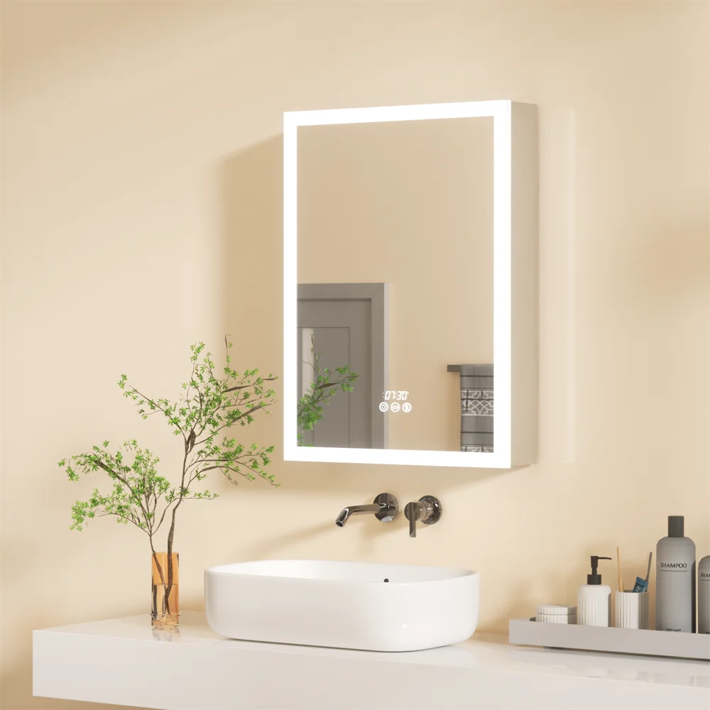 LED Bathroom Mirror Cabinet with Bluetooth, Anti-Fog, and Storage - LP Replenish