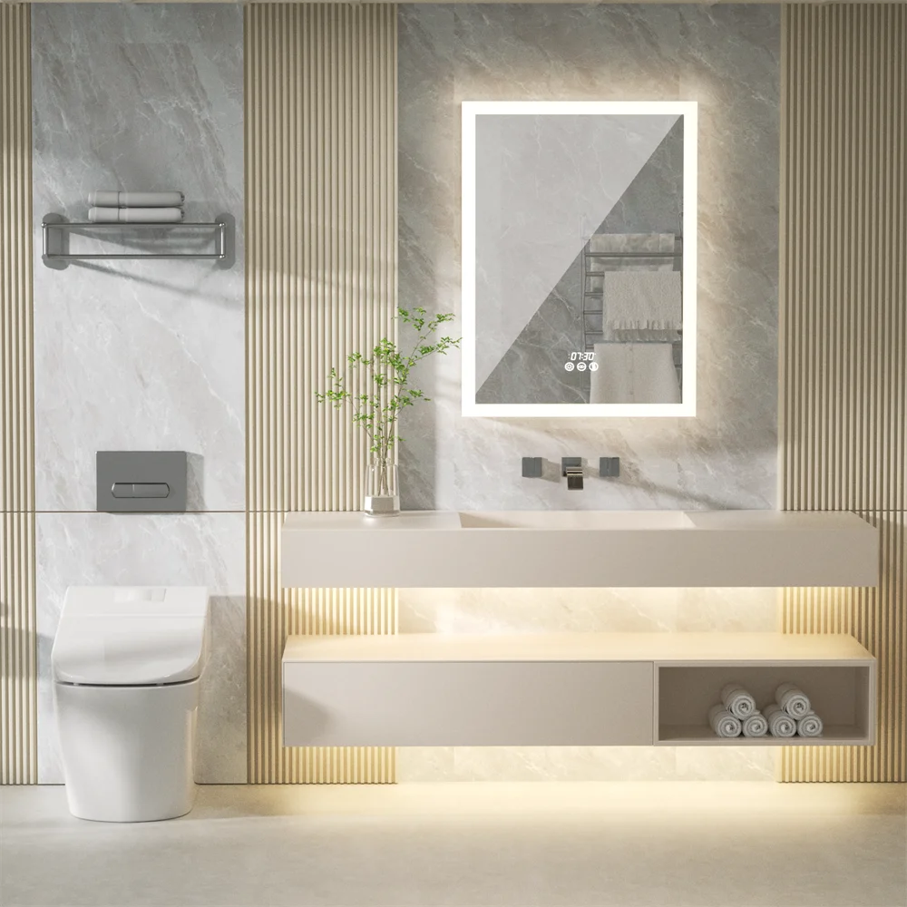 LED Bathroom Mirror Cabinet with Bluetooth, Anti-Fog, and Storage - LP Replenish