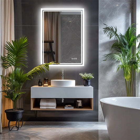 LED Bathroom Mirror with Anti-Fog, Dimmable Lights, and Touch Sensor - LP Replenish