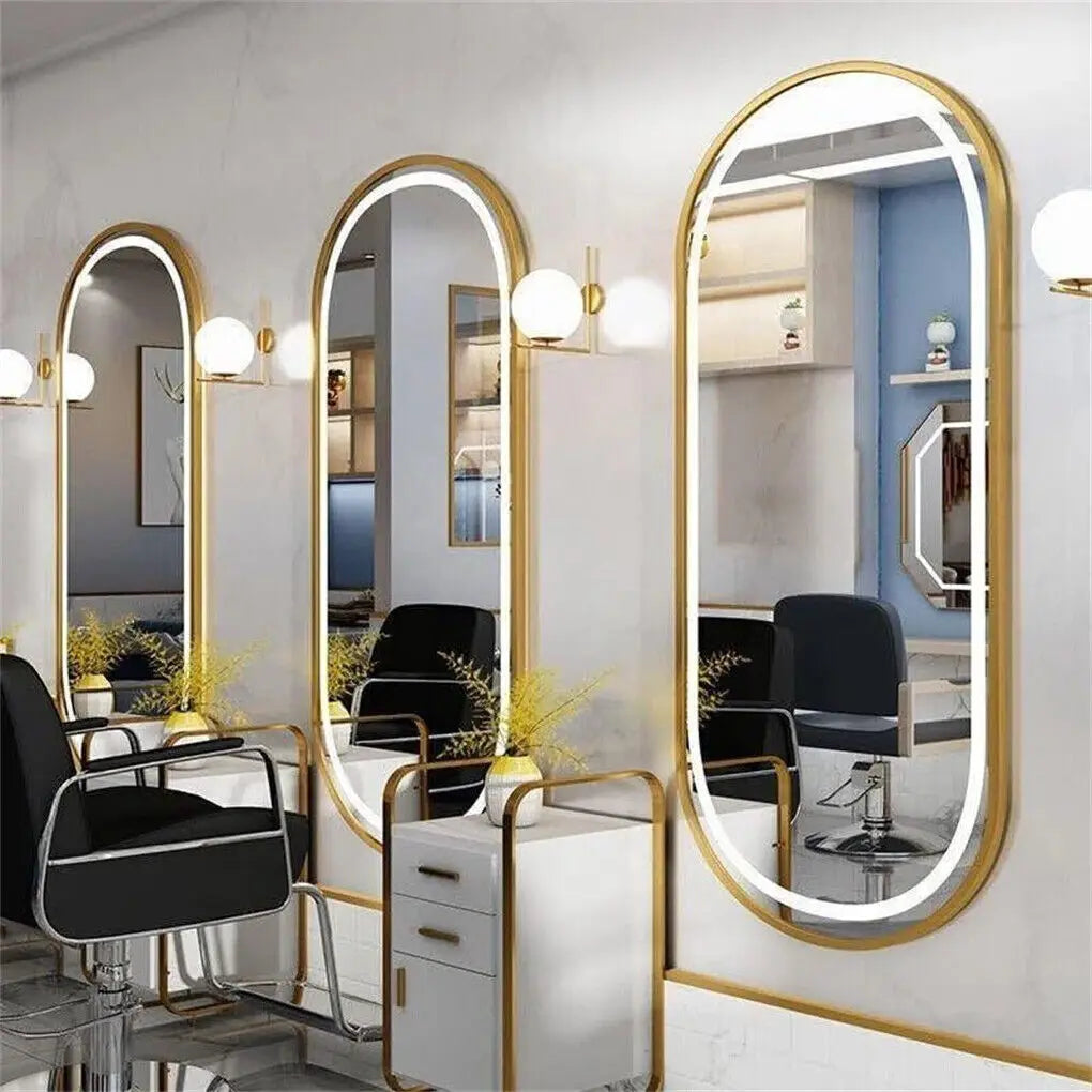 Oval LED Bathroom Mirror with Demister - Gold Frame - LP Replenish