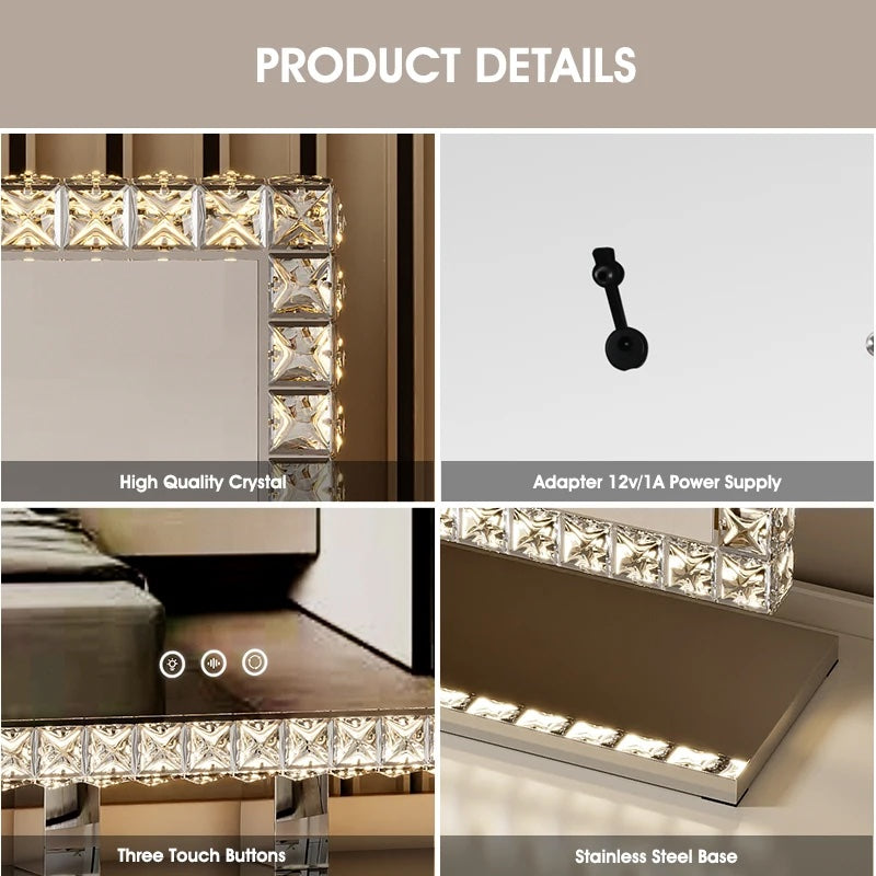 Diamond Vanity Light-Up Mirror with Crystal LED for Makeup - LP Replenish