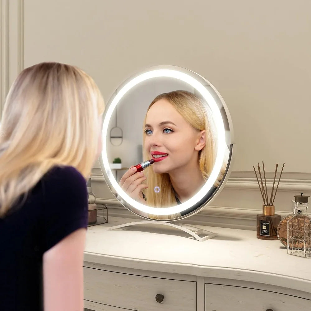 18 Inch Circular LED Vanity Lighted Mirror with Touch Control and 3-Color Dimmable Lighting - LP Replenish