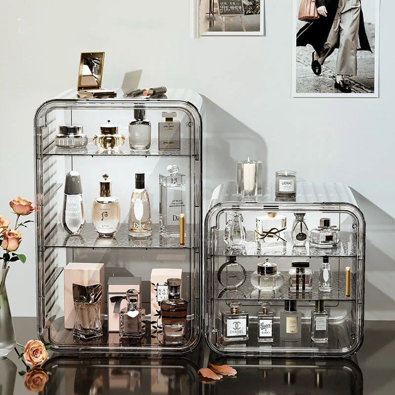 Large Luxury Desktop Cosmetic Storage Box with Adjustable Shelves and Light - LP Replenish