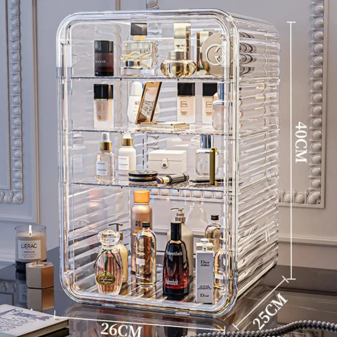 Large Luxury Desktop Cosmetic Storage Box with Adjustable Shelves and Light - LP Replenish