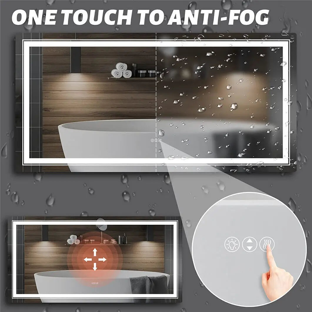 Waterproof Double Sink LED Vanity Mirror with Dimmable Lights - LP Replenish