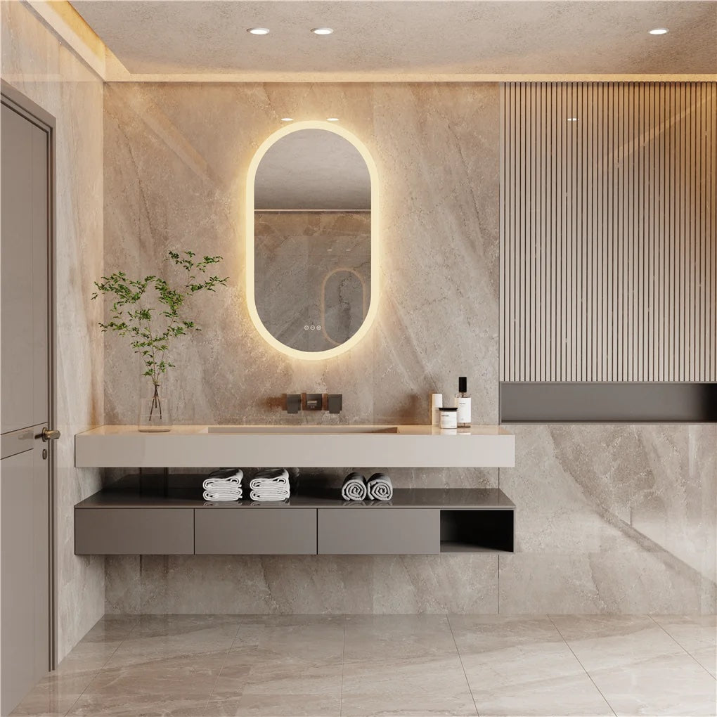 Oval Backlit Bathroom Vanity Mirror with Demister Pad - LP Replenish