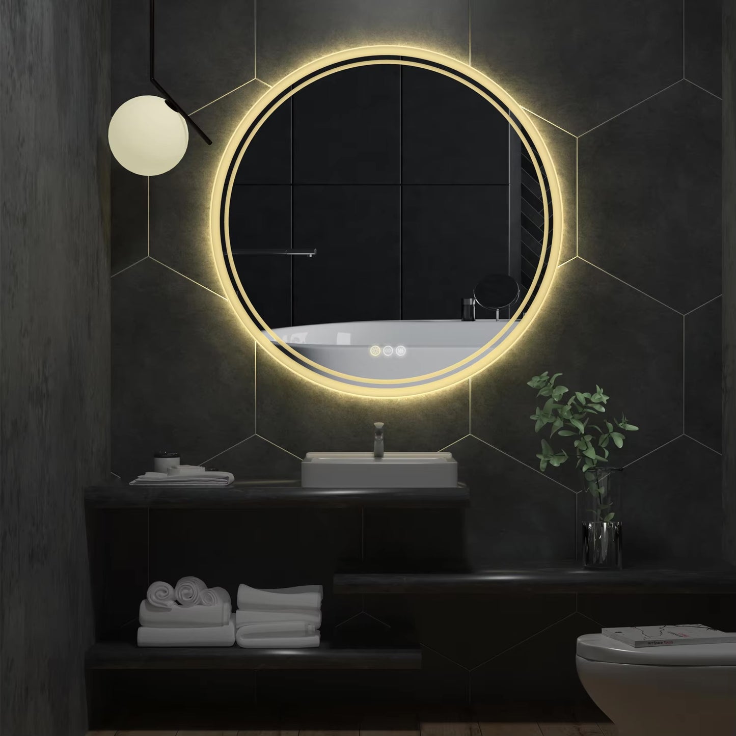 Smart Illuminate LED Round Lighted Vanity Mirror with Touch Screen and Anti-Fog Features - LP Replenish