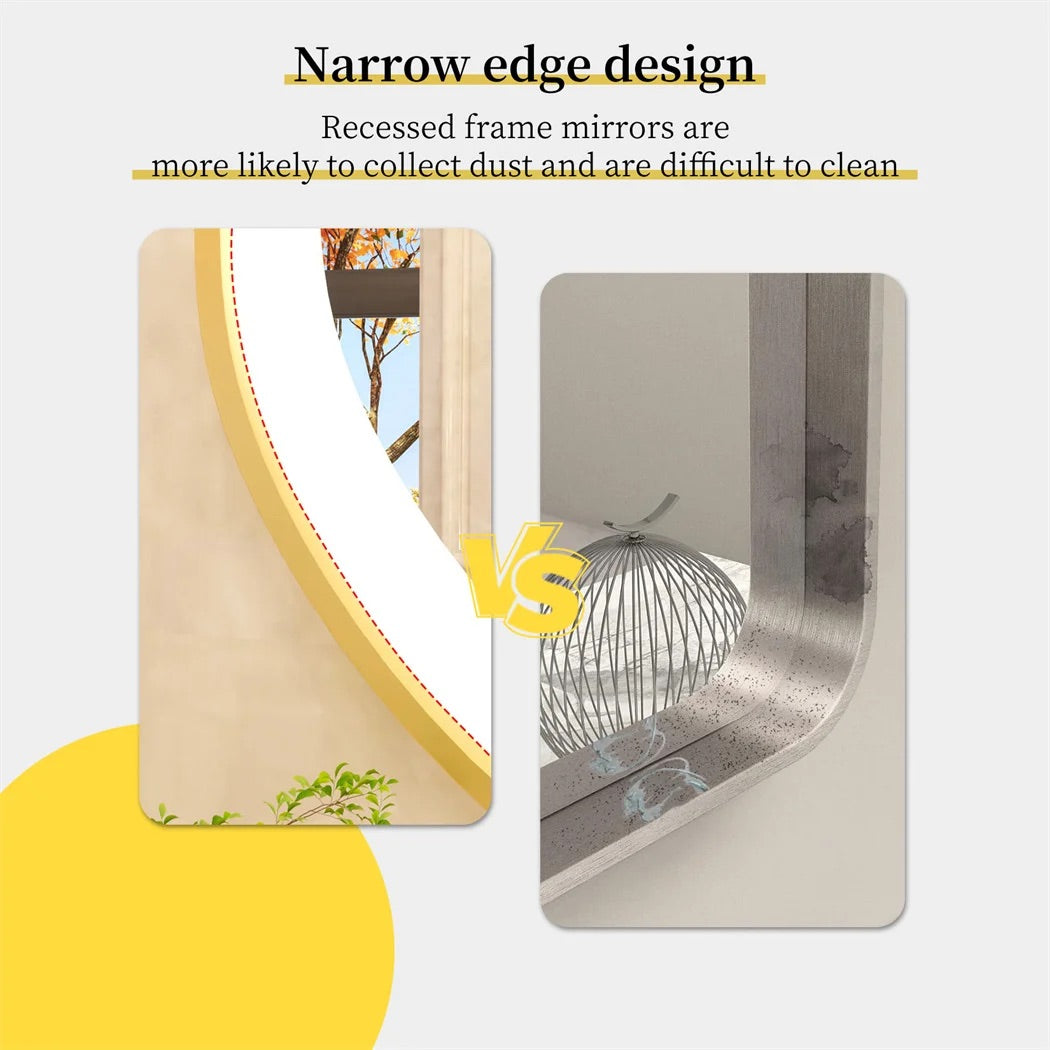 Oval LED Bathroom Mirror with Demister - Gold Frame - LP Replenish